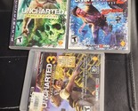 Lot of 3 PS3 UNCHARTED + UNCHARTED 2 + uncharted 3 /COMPLETE BLACK LABEL - $11.87