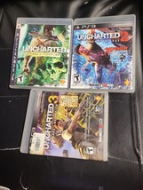 Lot Of 3 PS3 Uncharted + Uncharted 2 + Uncharted 3 /COMPLETE Black Label - £9.28 GBP