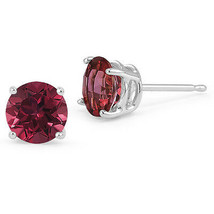0.50 Carat 4mm 14K Solid White Gold Ruby Round Shape Stud Earrings Push Back - £33.15 GBP