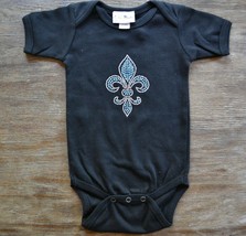 Black, Turquoise &amp; Silver Fleur de Lis Baby Bodysuit, 6-12 Months - $15.99