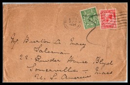 1934 GB / UK Cover - Birmingham to Somerville, Massachusetts USA Q14 - £2.32 GBP