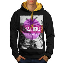 Wellcoda Malibu Summer Sun Mens Contrast Hoodie, California Casual Jumper - £31.46 GBP