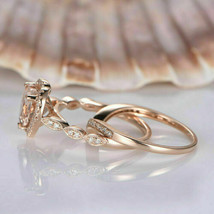 3.10 Ct Heart Cut Morganite Engagement Bridal Ring Set Sterling Silver 925 - £162.83 GBP