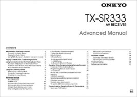 Onkyo Integra TX-SR333 Advanced Receiver Owners Instruction Manual - £17.17 GBP