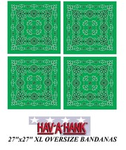 4 Hav-A-Hank Xl Big Size Green Paisley 27&quot; Bandanna Head Wrap Face Mask Scarf B - £18.97 GBP