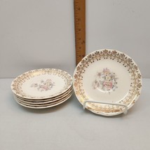 Set of 6 Saucers by The French Saxon China CO 22K Gold Plate trim - £12.02 GBP