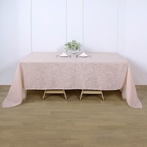 Blush 90X132&quot;&quot; Rectangular Premium Faux Burlap Polyester Tablecloth Wedding Gift - £36.45 GBP