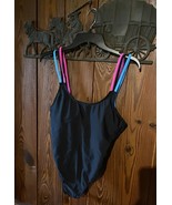 Show Your Beauty On The Beach 1 Piece Bathing Suit M Black thin Straps W... - $16.46 CAD