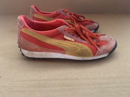 Vintage Puma Retro Red Orange Suede Mesh Men Shoes Sneakers Sz 11 (A5) - £63.05 GBP