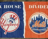 New York Yankees vs Mets House Divided Flag 3x5 ft Sports Banner - £12.67 GBP