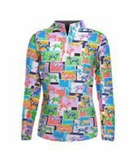 NWT Ladies IBKUL Radmodog Multi Long Sleeve Mock Golf Shirt - S &amp; L - $1,335.02 MXN