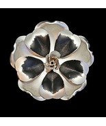 Vintage 60s-70s Aluminum Large Silvertone Metal Flower Brooch 3 Dimensional - $30.26