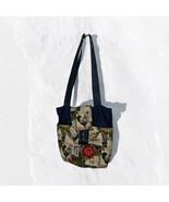 Handmade Blue Jean Denim Purse Handbag Rooster Chicken Floral Print- 3 P... - $38.47 CAD