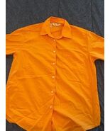 C+R COMFORT &amp; RELAX WOMEN’S SIZE Medium Orange LINEN BLOUSE SHIRT BUTTON UP - $275.97 MXN