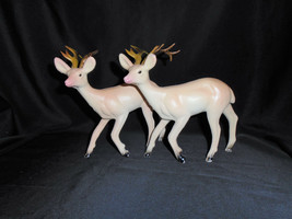 Vintage Plastic Reindeer Stag Buck Set of 2 Christmas Decor 6&quot; - £11.76 GBP
