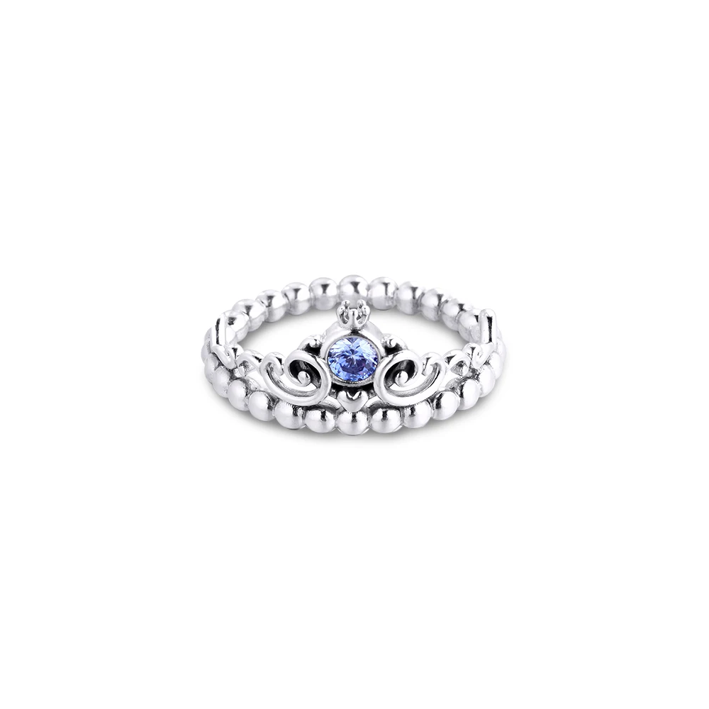 925  Silver Jewelry Rings for Women  Blue Tiara Ring  Winter Wedding Ring Gift F - £29.83 GBP