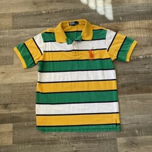 Rare Vintage Polo Ralph Lauren Shirt Men&#39;s S Green-White-Yellow Big Horse Rugby - £31.00 GBP