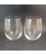 Metallic Stripes and Grid Stemless Wine Glass - Set of 2 - 18 oz - £9.34 GBP