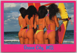 Ocean City Maryland Md Girls Postcard Windsurfing 90&#39;s 80&#39;s Bikini Butt Bum - $12.42