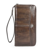 Retro New Ladies Wallet Long Leather Zipper Purse hide Leather Large Capacity Ha - £63.82 GBP