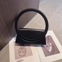 Personality Circular Handle Leather Handbag Women High Quality  Messenger Bag Su - £149.72 GBP