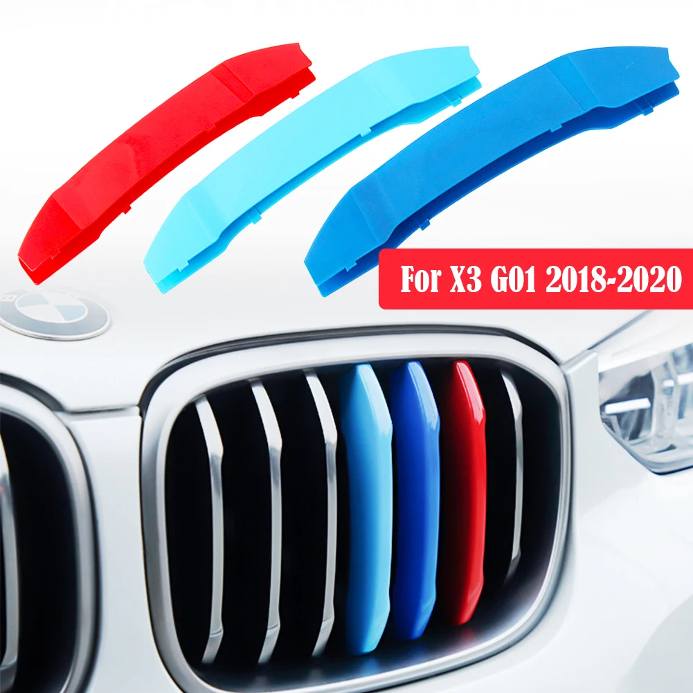 3pcs Car Racing Front Grille Trim Strips For BMW X3 G01 2018 2019 2020 M Power - £16.41 GBP