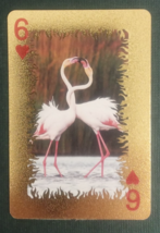 Animal-Themed Golden Foil PVC Mini Playing Card Flamingo 6 Hearts - $1.84