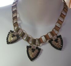 Vintage Black &amp; Clear Rhinestone Collar Necklace 19"- Adjustable - $35.00