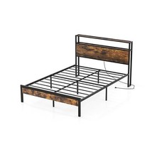 Twin/Full/Queen Bed Frame with Storage Headboard and Charging Station-Fu... - £174.72 GBP