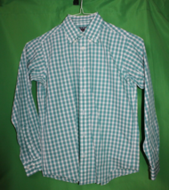 Brooks Brothers Boys Size Youth Medium Non Iron Green Check Cotton Dress Shirt - £23.73 GBP