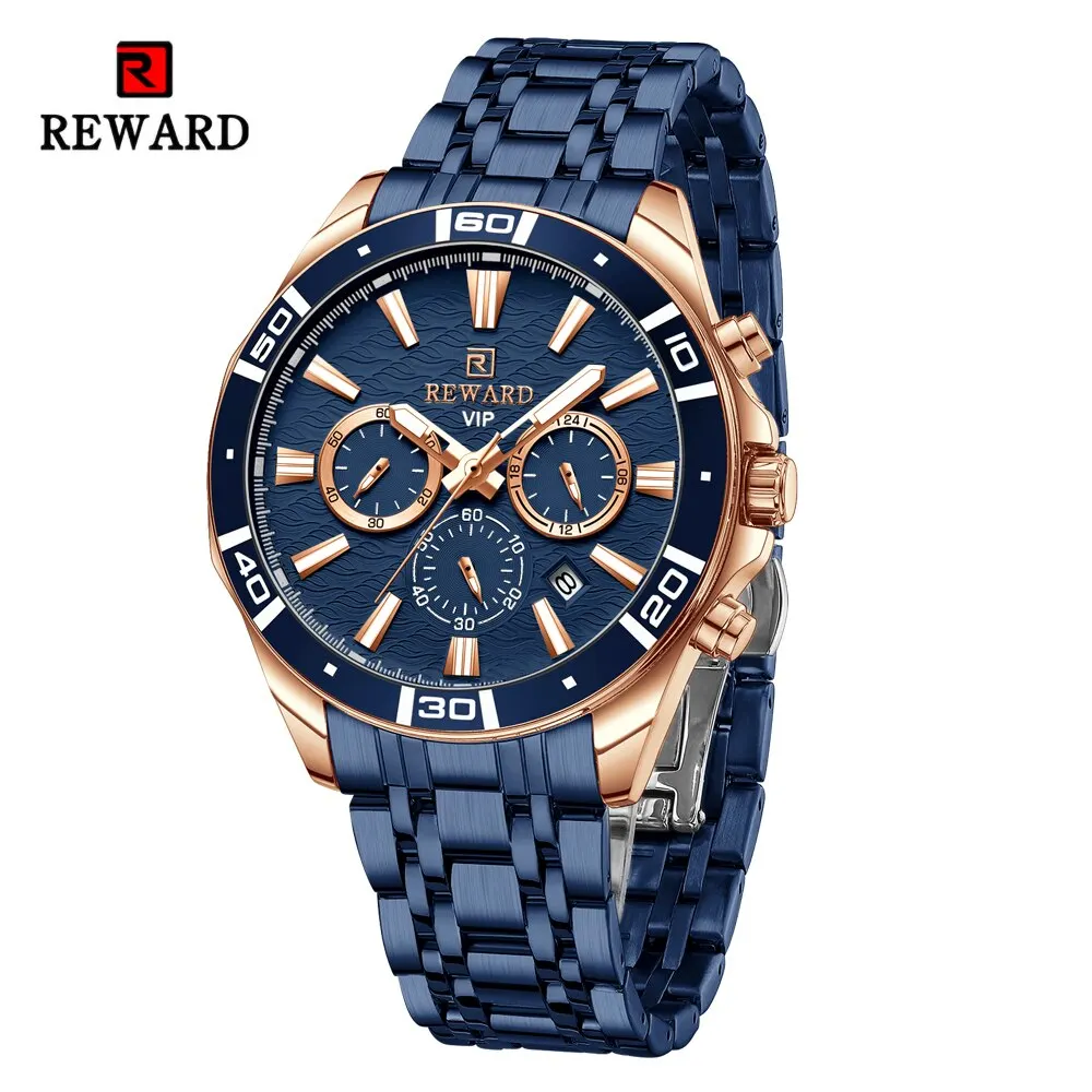 Fashion Casual Watch for Men Stainless Quartz Wristwatch Waterproof Chro... - £55.26 GBP