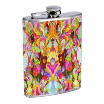Groovy Trippy Mushrooms D12 Flask 8oz Stainless Steel Hip Drinking Whiskey - £11.83 GBP
