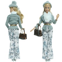 Winter Outfit Knitting Hat Coat Belt Bag High Heels Clothes for Barbie D... - $8.81
