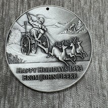Vintage John Deere Christmas Ornament 1993 Pewter Tractor Holidays Santa... - $24.74
