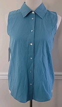  Donni Sleeveless Sandwash Button Front Shirt,  Aqua, Size XS, NWT! $144 - $34.64