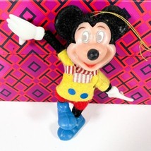 Vintage Flocked Christmas Mickey Mouse w/Scarf Ornament by Walt Disney - £10.11 GBP