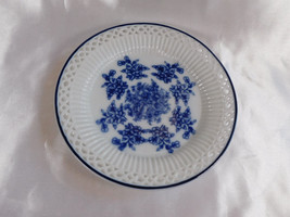 White and Blue Floral Plate # 23277 - $19.75
