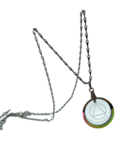 Vtg AA Recovery Sobriety Triangle Circle Pendant Necklace Alcoholics Anonymous - £23.72 GBP