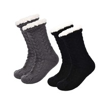 2 Pairs Women&#39;S Warm Slipper Socks Christmas Fuzzy Socks Fleece-Lined Non Slip S - £28.46 GBP
