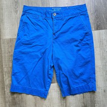 Sonoma Bermuda Shorts Blue Womens Size 10 Flat Front High Rise Original Fit - $14.94