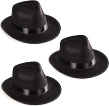 Funny Party Hats Black Fedora Gangster Hats Costume, One size - Set of 3 Unisex - £17.62 GBP