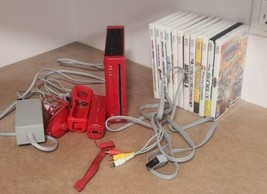 Nintendo Wii Red Console  25th Anniversary Game Lot Bundle Remote NO SENSOR BAR - £116.16 GBP