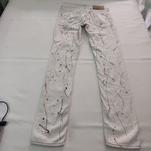 True Religion MOZJ60ESB Women's 27 White Cotton Skinny Jeans With Paint Design image 14