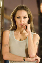 Angelina Jolie 24X36 Poster Print Sexy Pose Grey Vest - £23.54 GBP