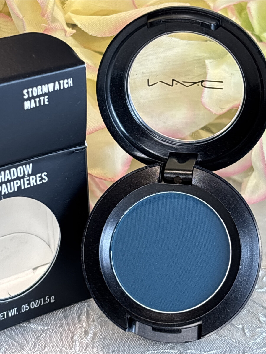 MAC Pressed Powder Eye Shadow STORMWATCH MATTE Intense Teal Full Size NI... - $14.80
