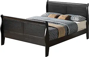 Glory Furniture Louis Phillipe King Sleigh Bed in Black - $834.99