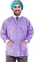 Disposable Lab Jackets, 29&quot; Long 10/PK Purple Hip-Length Work Gowns Small - £33.30 GBP