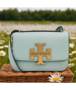 NEW Tory Burch Eleanor Sky Blue Pebbled Convertible Small Shoulder/Cross... - $598.00