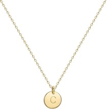 Initial Necklaces for Women 14K Gold Plated Dainty Letter Necklce Round ... - $25.36