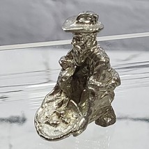 Panning For Gold Pewter Cast Miniature Sculpture Gold Rush Pioneer Man  - $9.89